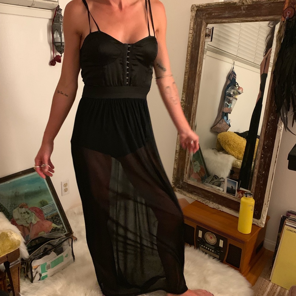 Sexy Sheer black maxi dress